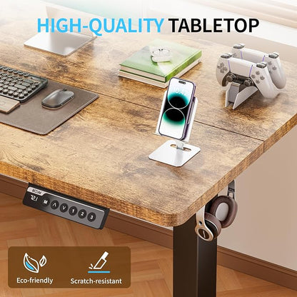 BIZUM Electric Standing Desk, 55" x 24" Height Adjustable Desk, Rustic Brown Sit to Stand Desk Memory Gaming Computer Workstation for Home Office