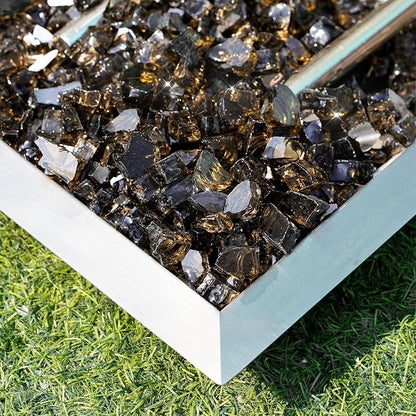 Skyflame Fire Pit Glass Rocks, 15 Pound Bronze Reflective Fire Glass for Outdoor Indoor Fire Bowl Fireplace, 1/2-Inch