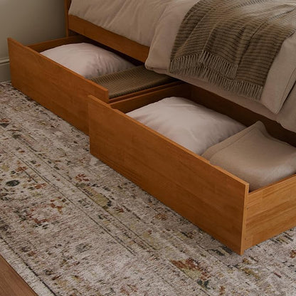 AFI, Madison King Solid Wood Platform Bed with Matching Footboard & Storage Drawers, Light Toffee
