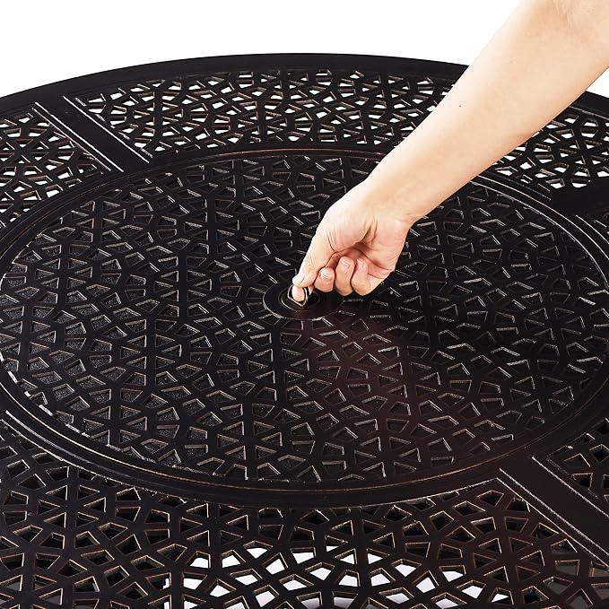 Aluminum 57,0000 BTU 44 in. Round Propane Black Fire Pit Table with Fire Beads, Lid, Propane Tank Cover and Table Fabric Covers in Copper Finish