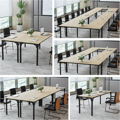 78.7 Inches Extra Long Desk,6.5ft Office Table with Flexible Configuration,Large Computer Table with Adjustable Footpads,Stable Structure,Office Desk for 2 Person (Light Wood)