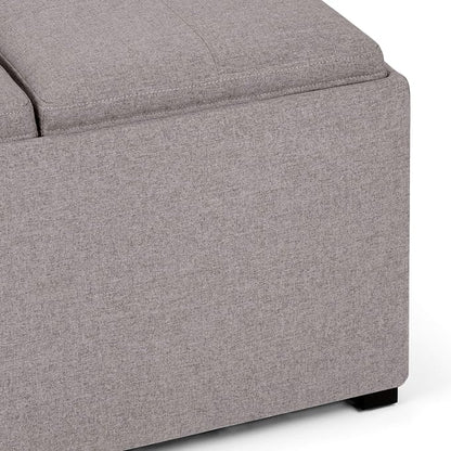 SIMPLIHOME Avalon Wide Contemporary Square Coffee Table Storage Ottoman, Cloud Grey, Table Ottoman