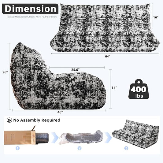 WHGBJA Bean Bag Chair for Adults with Memory Foam Couch, 3 Seater Bean Bag Sofa for Bedroom, Living Room, Reading, Gaming Floor Sofa Couch, Boneless, Comfy