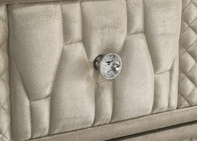 Coaster Home Furnishings - Lorient - Wood and Velvet - 8-Drawer Dresser with Flame Box, LED Lighting, Crystal Knobs and Traditional Style - Bedroom - Ivory and Camel - 222663FB