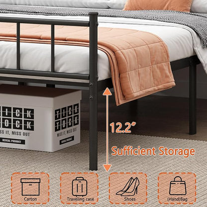 DIIYIV Twin XL Metal Bed Frame,Steel Slat Support,Noise Free,Easy Assembly | Twin XL Size Bed,Mattress Foundation,Underbed Storage,No Box Spring Needed