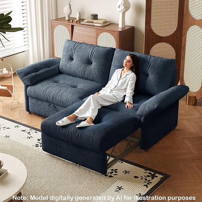 81.5'' Full Sleeper Sofa, Pre-Assembled, Chenille Pull Out Couches Bed, 3-in-1 Convertible Sofa, Adjustable Backrest, Small Loveseat for Small Space, Living Room, Apartment, Chenille Blue