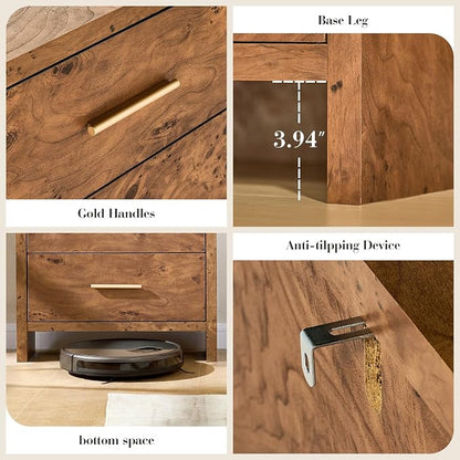 Curved 5-Drawer Dresser for Bedroom, 45.59" Tall Modern Chest of Drawers, Wooden Chest of Drawers for Living Room, Closet Storage Organizer Furniture, Nursery, Hallway, Dark Burl
