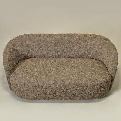 KINWELL 68" Boucle Upholstered Loveseat Sofa with Set of 2 Swivel Barrel Accent Chairs, Minimalist Comfy 2-Seater Couch and 2 Sherpa Armchairs for Small Spaces Apartment, Teddy Brown