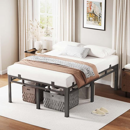 ROIL 20 Inch Queen Size Bed Frame, Metal Bed Frame & Box Spring 2 in 1 Platform with Round Corner Legs, 4000LBS Double Layer Bed Frame with Headboard Holes Mattress Baffles, Noise-Free Easy Assembly