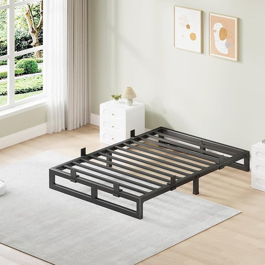 Twin Bed Frames, 6 Inch Metal Platform Bed Frame with Squeak Free U-Slot Design, 6 Non-Slip Guards, 3500lbs Heavy Duty Steel Slat Support, No Box Spring Needed, Under Bed Storage, Black
