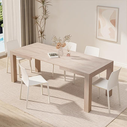 Mobili Fiver, Iacopo Extendable Dining Table, 55.1(86.6) x35.4 in, Pearled Elm, for 6-10 People, Expandable Dining Table for Kitchen, Living Room, Italian Furniture