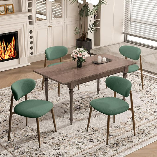 MALOL Dining Chairs Set of 4, Curved Back Kitchen Room Chairs with Metal Legs and Anti Slip Pads, Upholstered Dining Chair for Home and Restaurant, Green