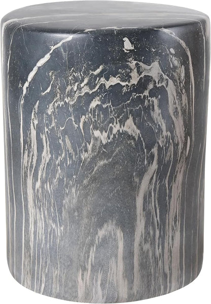 JONATHAN Y Black Marble Polyresin Accent Table, 13" x 16.75" Modern Minimalist Column Side Table, Indoor/Outdoor Faux Marble Pedestal End Table & Plant Stand TBL1101C