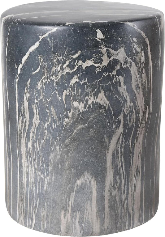 JONATHAN Y Black Marble Polyresin Accent Table, 13" x 16.75" Modern Minimalist Column Side Table, Indoor/Outdoor Faux Marble Pedestal End Table & Plant Stand TBL1101C