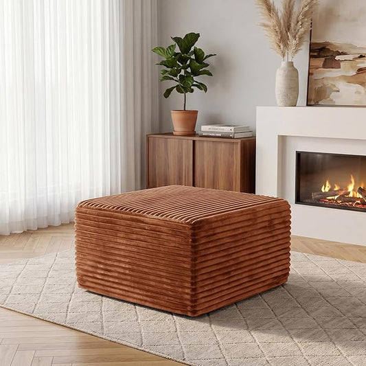 28” Boneless Couch Ottoman Modular Sectional Corduroy Cloud Sofa Foot Rest Ottoman for Living Room,Brown