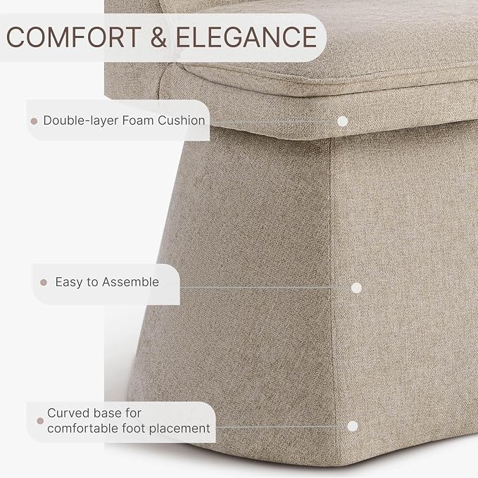 KISLOT Swivel Dining Chairs Modern Desk Chair Upholstered Linen Fabric Side Chair for Kitchen Dining Room Bedroom,Khaki,2 Box