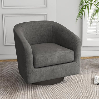 Swivel Barrel Accent Chairs Set of 4, Fabric Upholstered Armchair Modern Round Club Arm Chair for Living Room, Comfy Single Sofa Seating Bedroom Side Reading Seat for Home Office - Gray