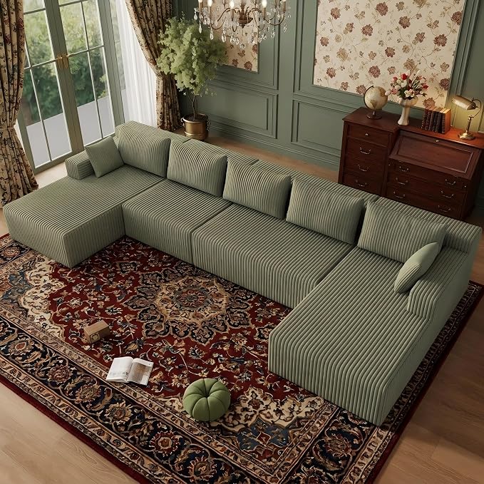 Flexible Combination Cloud Sectional Boneless Couches with Double Chaise,157" Oversized U Shaped Modular Sofa No Assembly Required Foam-Filled Deep Seat Sofa & Couch for Living Room,Apartment