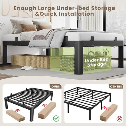 MAF 12 Inch King Metal Platform Bed Frame with Anti-Collision Round Legs, Black 3500 Lbs Heavy Duty Bed Frame Steel Slats Support, No Box Spring Needed, Easy Assembly