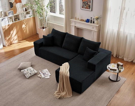 95" Cloud Sectional Couch with L-Shape Chaise, Modern Cloud Couch with Deep Seat, Modular Sectional Couches for Living Room, Apartment, Office, No Assembly Required
