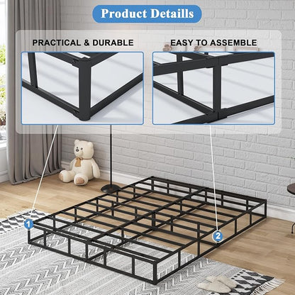 FMDMR King Size Box Spring for King Bed, 7 Inch High Profile King Box Spring Only with 3000lbs Max Weight Capacity, Durable Mattress Foundation Easy Assembly, Non-Slip, Noise Free