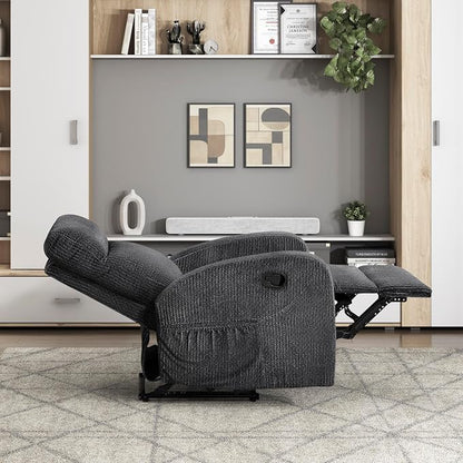 Lexicon Manual Recliner Chair, Textured Microfiber Reclining Chair, Wall Hugger, Track Arms, Magazine Pockets, Manual Recliner for Living Room/Office/Apartment, Easy Assembly, Dark Gray