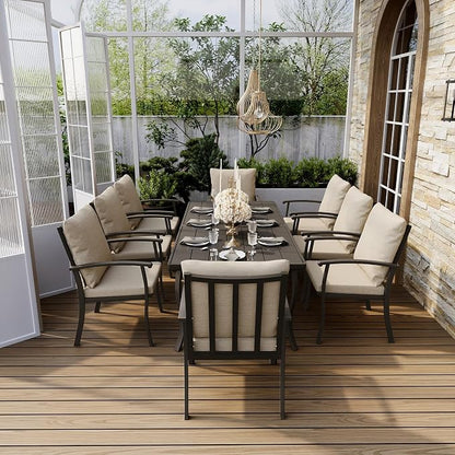 HAPPATIO Aluminum 9 Piece Patio Dining Set - Aluminum Outdoor Dining Set for 8, Patio Dining Table and Chairs Set, Patio Furniture with Table and Chairs (Black)
