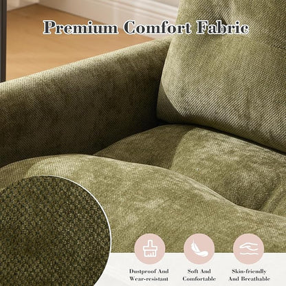 Swivel Accent Chair, Modern Swivel Barrel Chair for Living Room, 360 Degree Comfy Square Accent Barrel Chair, Upholstered Sofa Armchair for Bedroom,Reading, Chenille, Olive Green