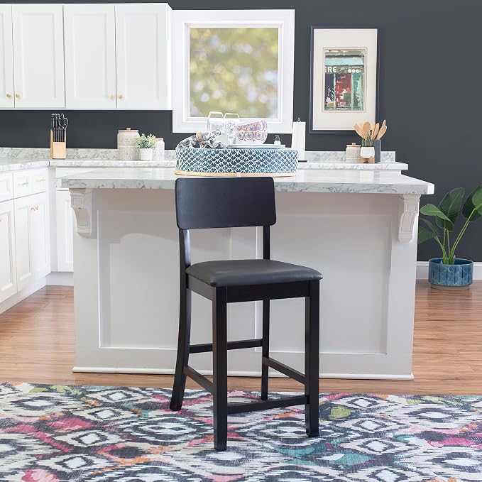 Linon Home Dcor Linon Torino Contemporary Counter Stool, 17"w x 20"d x 37"h, Black
