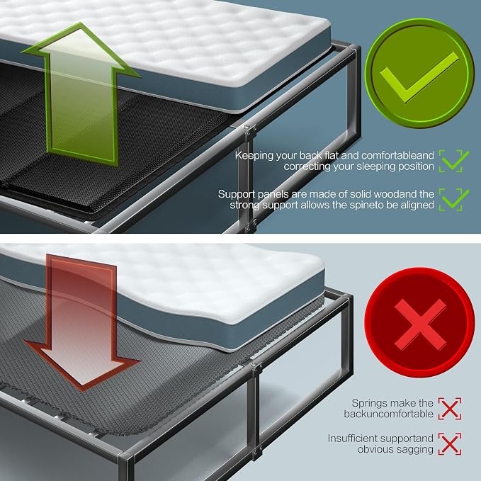 Bunkie Board 10MM, Folding Spring Box, Light and Thin, Breathable, Noise Minimizing, Moisture Resistant Bunkieboards,Bed Support Flat Noodles, Queen Size 60x80'' ﻿