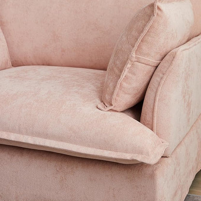 ERYE 47" Chenille Upholstered Accent Chair Wide Seat Armchair for Living Room Bedroom, Modern Upholstered Armchair W/ 2 Pillows and USB-C Ports for Home Apartment Office