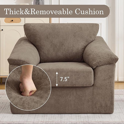 Boneless Single Sofa Chair, Modern Cloud Accent Chair, Comfy Deep Seat Couch for Living Room, Bedroom, Apartment, Small Space, No Assembly, Brown