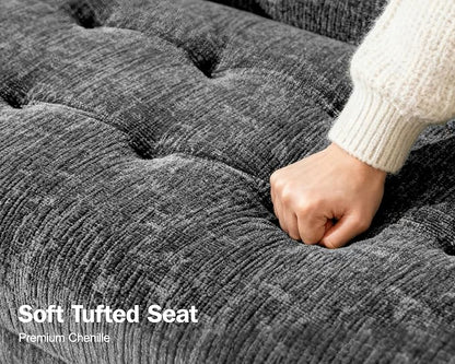 Vipbear 5 Seat L Shaped Modular Sectional Sleeper Sofa Bed with Pull Out Bed/Reclining Backrest/USB Ports/Storage Seat, Sectional Sleeper Couch, Tool-Free Assembly, Chenille Dark Grey