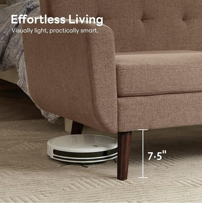 Tbfit 56" W Loveseat Sofa, Mid Century Modern Decor Love Seat Couches for Living Room, Button Tufted Upholstered Small Couch for Bedroom, Solid and Easy to Install Love Seats Furniture, Brown