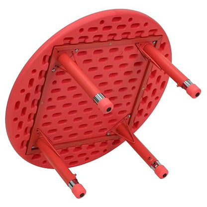 EMMA + OLIVER 33" Round Red Plastic Height Adjustable Activity Table