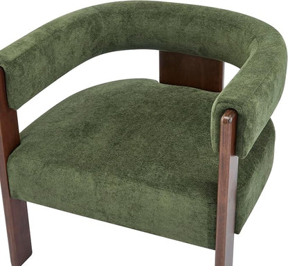 Christopher Knight Home Nettie Modern Accent Chair for Living Room, Velvet Fabric Single Lounge Sofa Chair with Wooden Frame, Comfy Reading Chair for Bedroom, Lounge Armchair with Cushion, Olive Green