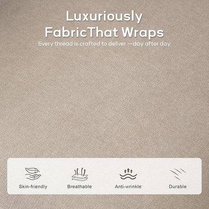 HUIMO Accent Chair, Upholstered Button Tufted Armchair, Linen Fabric Sofa Chairs for Bedroom, Living Room, Mid-Century Modern Comfy Reading Chair (1, Khaki)