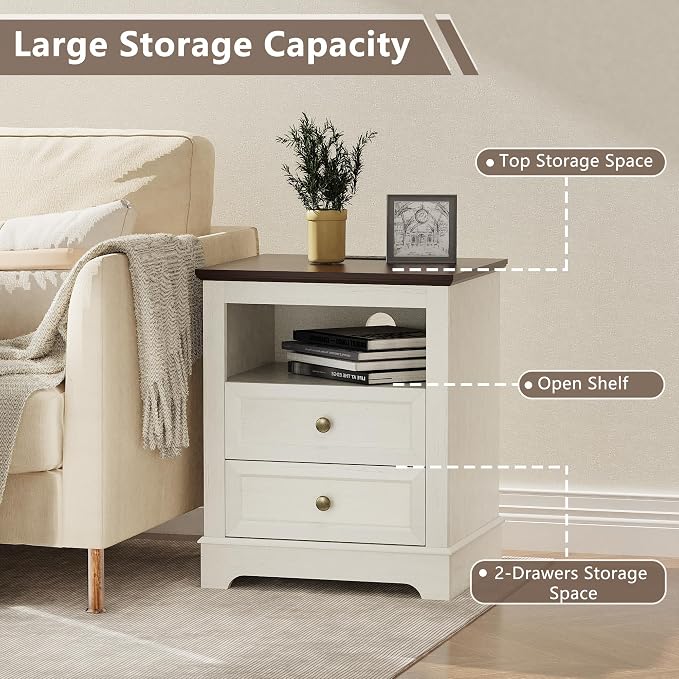 KIGOTY Farmhouse Bedroom Set, 3 Pcs Dresser and Nightstand Sets, 9 Drawer Dresser & 2 Drawer Nightstand Set with Charging Station,Rustic Wood Bedroom Furniture Set for Home