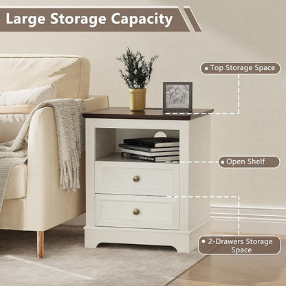 KIGOTY Farmhouse Bedroom Set, 3 Pcs Dresser and Nightstand Sets, 9 Drawer Dresser & 2 Drawer Nightstand Set with Charging Station,Rustic Wood Bedroom Furniture Set for Home