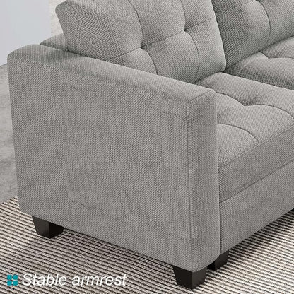 Belffin Reversible Storage Modular U-Shape Sectional Sofa Couch with Double Chaises Modular Sectional Sofa Set with Ottomans Fabric Light Grey
