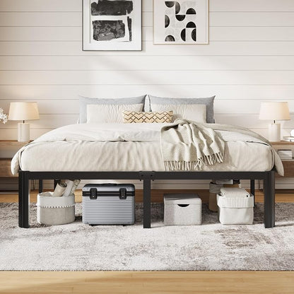 Allewie Metal King Size Bed Frame, 14 Inch 3500LBS Heavy Duty Platform Bed with Rounded Corner & Under Bed Storage, No Box Spring Needed, Noise Free, Easy Assembly, Black