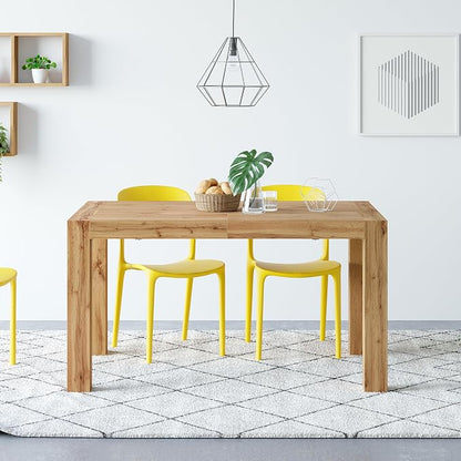 Mobili Fiver, Iacopo Extendable Dining Table, 55.1(86.6) x35.4 in, Ashwood White, for 6-10 People, Expandable Dining Table for Kitchen, Living Room, Italian Furniture
