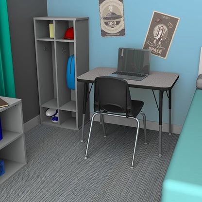 FDP Rectangle Activity School and Office Table (24 x 36 inch), Standard Legs with Swivel Glides, Adjustable Height 19-30 inches Quick Ship Single Box - Gray Top and Navy Edge