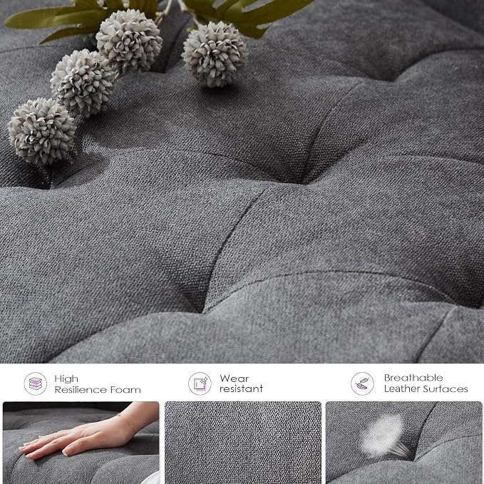 TYBOATLE 62" W Loveseat Sofa w/ 2 USB Charger Ports and 2 Cupholders, Mid-Century Modern Tufted Linen Fabric Small Love Seat Couches for Compact Living Room, Bedroom, Apartment, Dorm (1, Dark Grey)