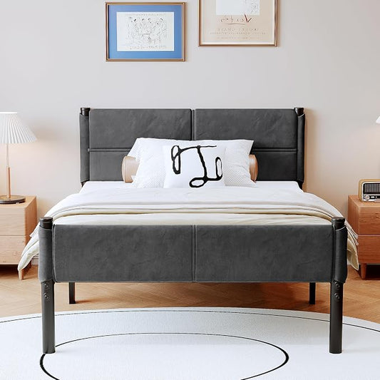 Metal Bed Frame,14Inch Twin Size Bed Frame with Storage Space,Heavy Duty Sturdy Mattress Foundation,Easy Assembly,No Box Spring Needed,Twin Grey