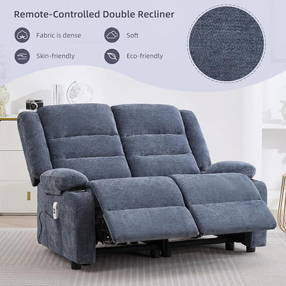 52Inch Reclining Loveseat Sofa,Power Loveseat Recliner,Electric Love seat Recliner Sofa for Bedroom,Living Room with Charging Ports,Blue