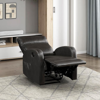 Lexicon Manual Recliner Chair, Faux Leather Reclining Chair, Wall Hugger, Track Arms, Magazine Pockets, Manual Recliner for Living Room/Office/Apartment, Easy Assembly, Espresso