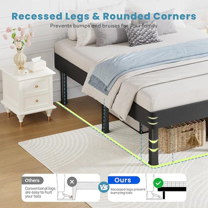 NKZ Twin XL Box Spring 18 Inch, All-in-One Mattress Foundation for Twin XL Bed, 4000lbs Heavy Duty Metal Bed Base with 6 Round Corner Legs, Fabric Cover, Noise Free, Easy Assembly