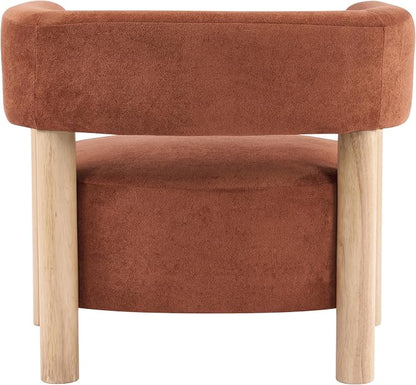 Christopher Knight Home Carly Low Profile Accent Chair, Boucle Upholstered Barrel Chair, Comfy Reading Chair for Bedroom, Wooden Single Lounge Sofa, Burnt Orange