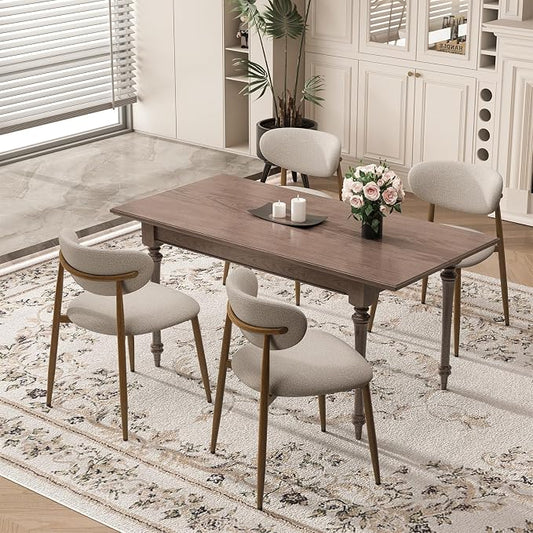 MALOL Dining Chairs Set of 4, Curved Back Kitchen Room Chairs with Metal Legs and Anti Slip Pads, Upholstered Dining Chair for Home and Restaurant, Camel